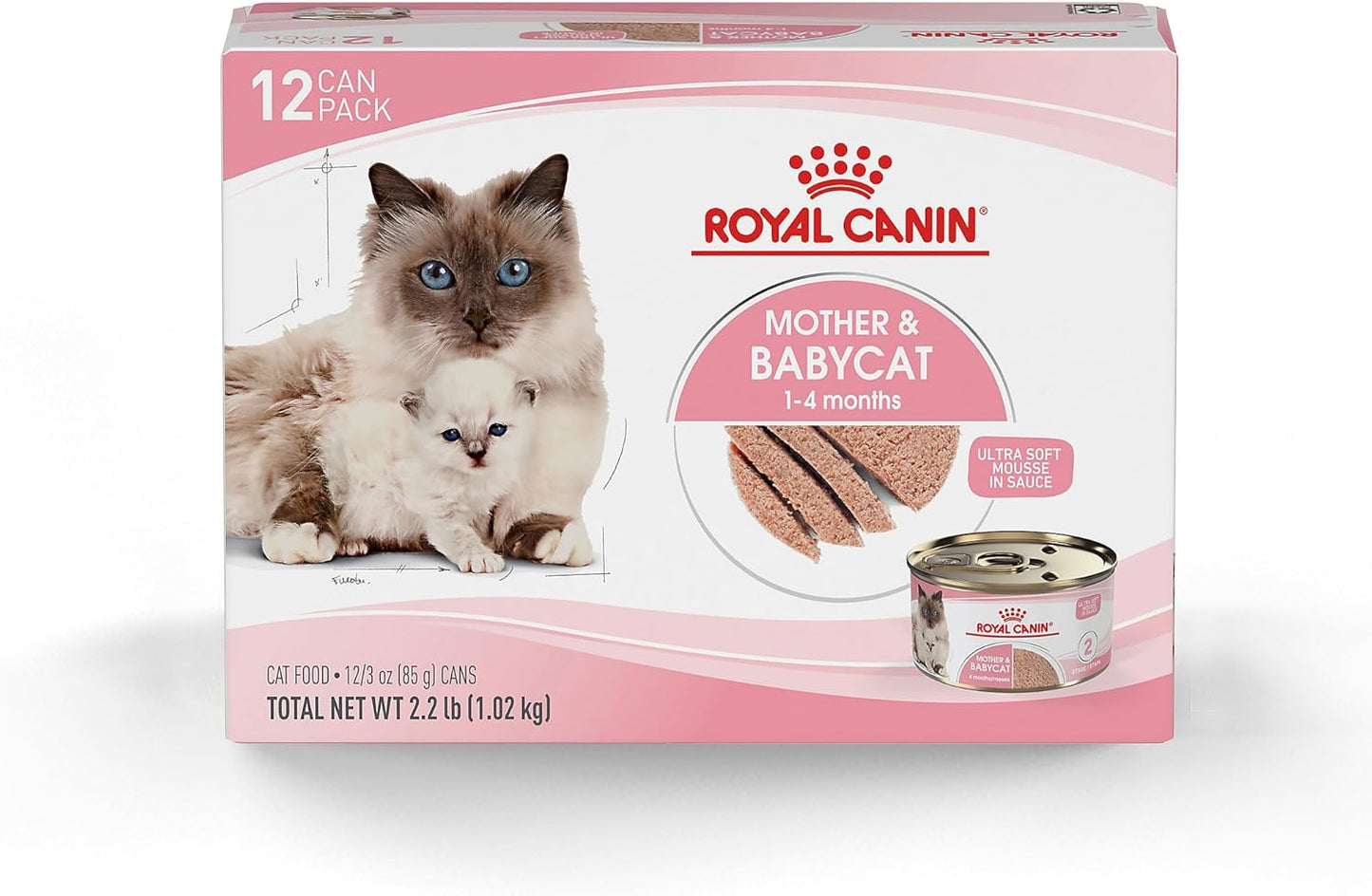 Royal Canin Feline Health Nutrition Mother & Babycat Ultra Soft Mousse in Sauce Canned Cat Food, 3 oz can (24-count)